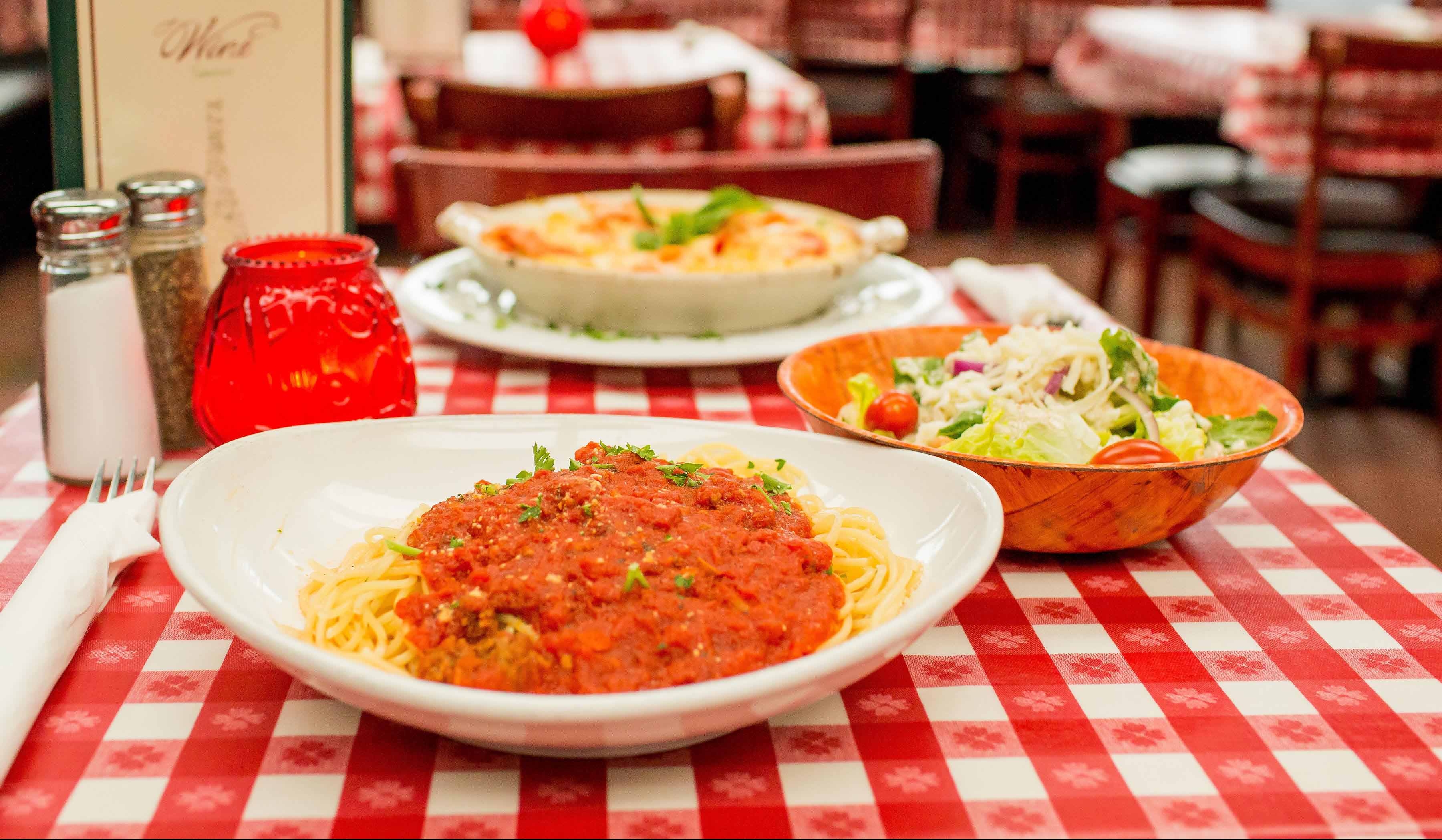 Family Spaghetti and Meatballs with house side salad of fresh vegetables